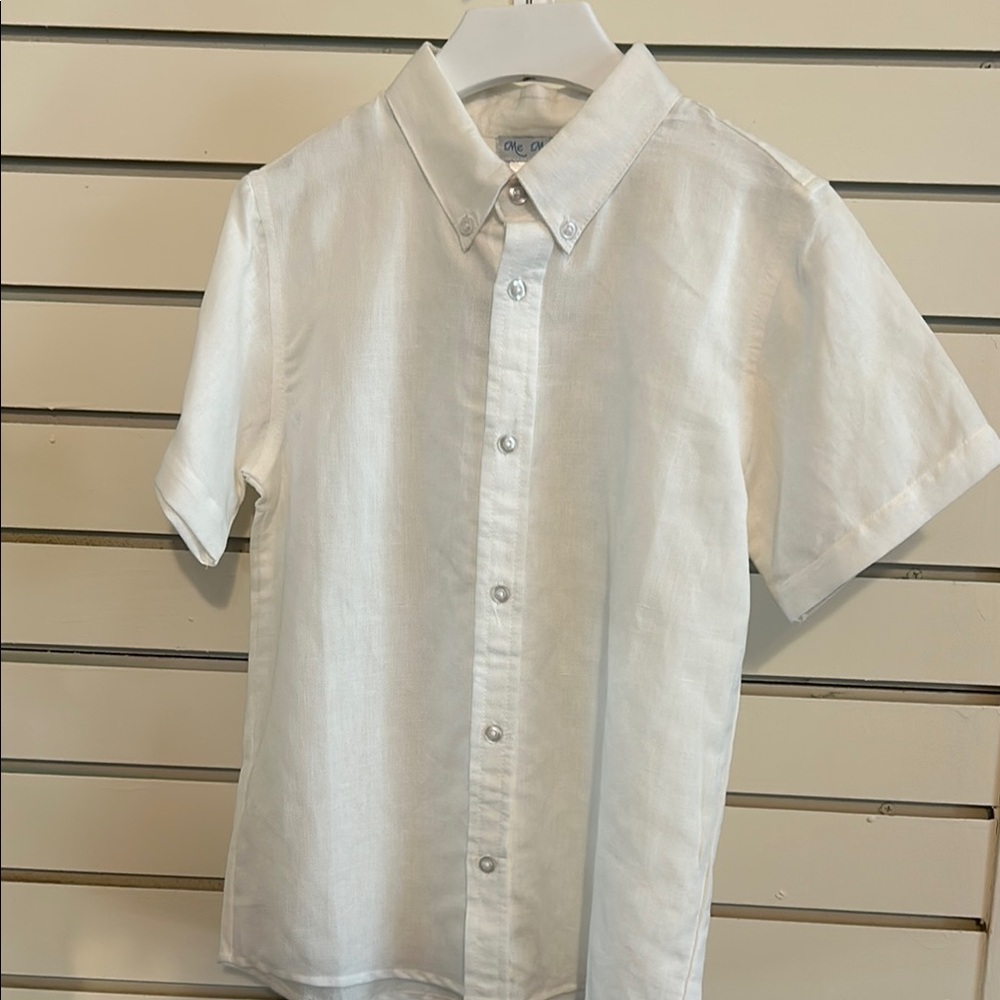 Classic White Button Down cotton Linen Blend Shirt